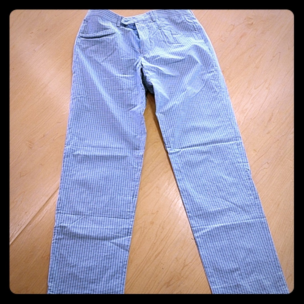 Etro men's blue plaid cotton pants euro size 46